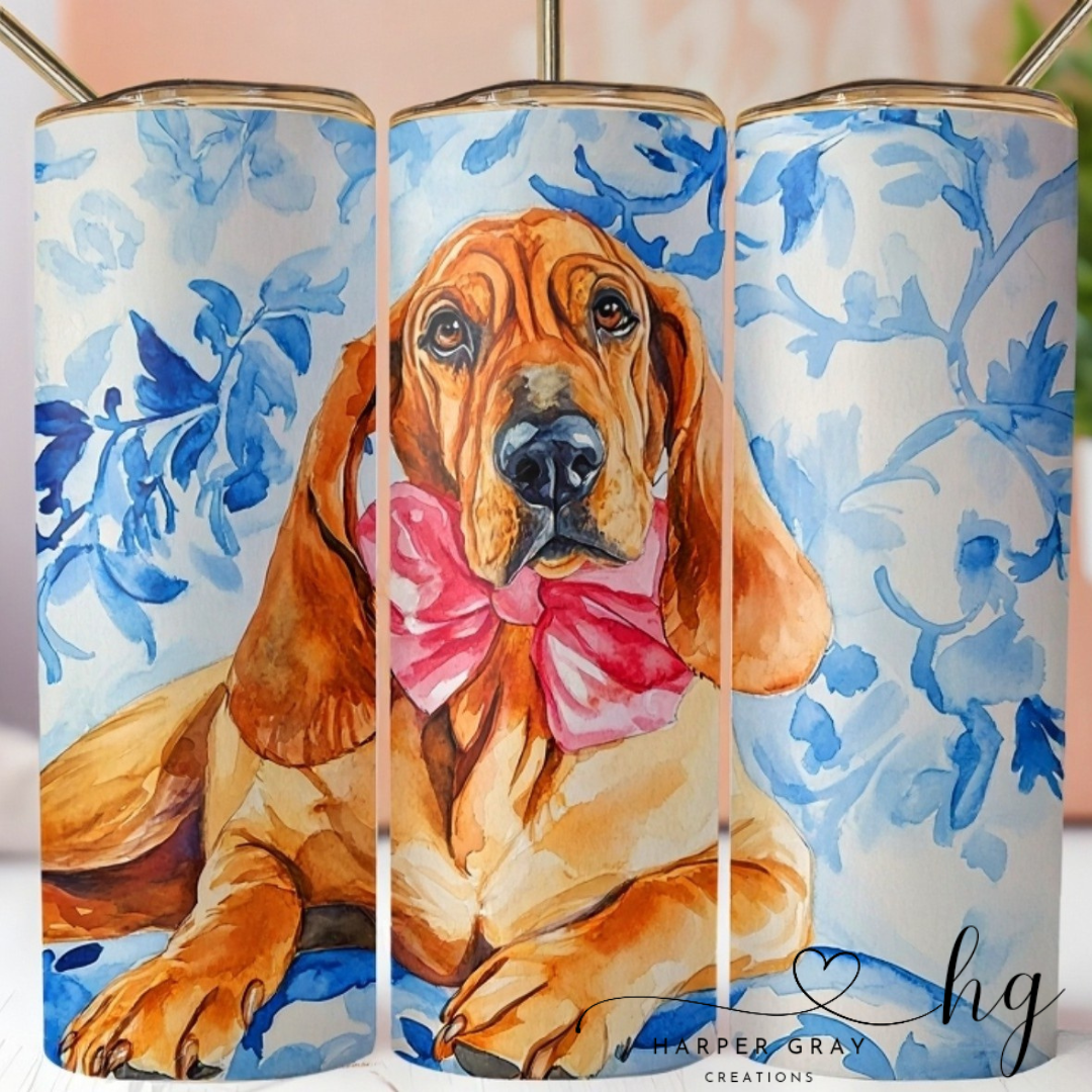 Bloodhound Blue Toile 20oz Tumbler