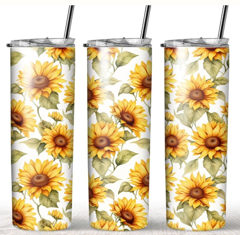 Sunflower 20oz Tumbler – Bright Floral Stainless Steel Drinkware