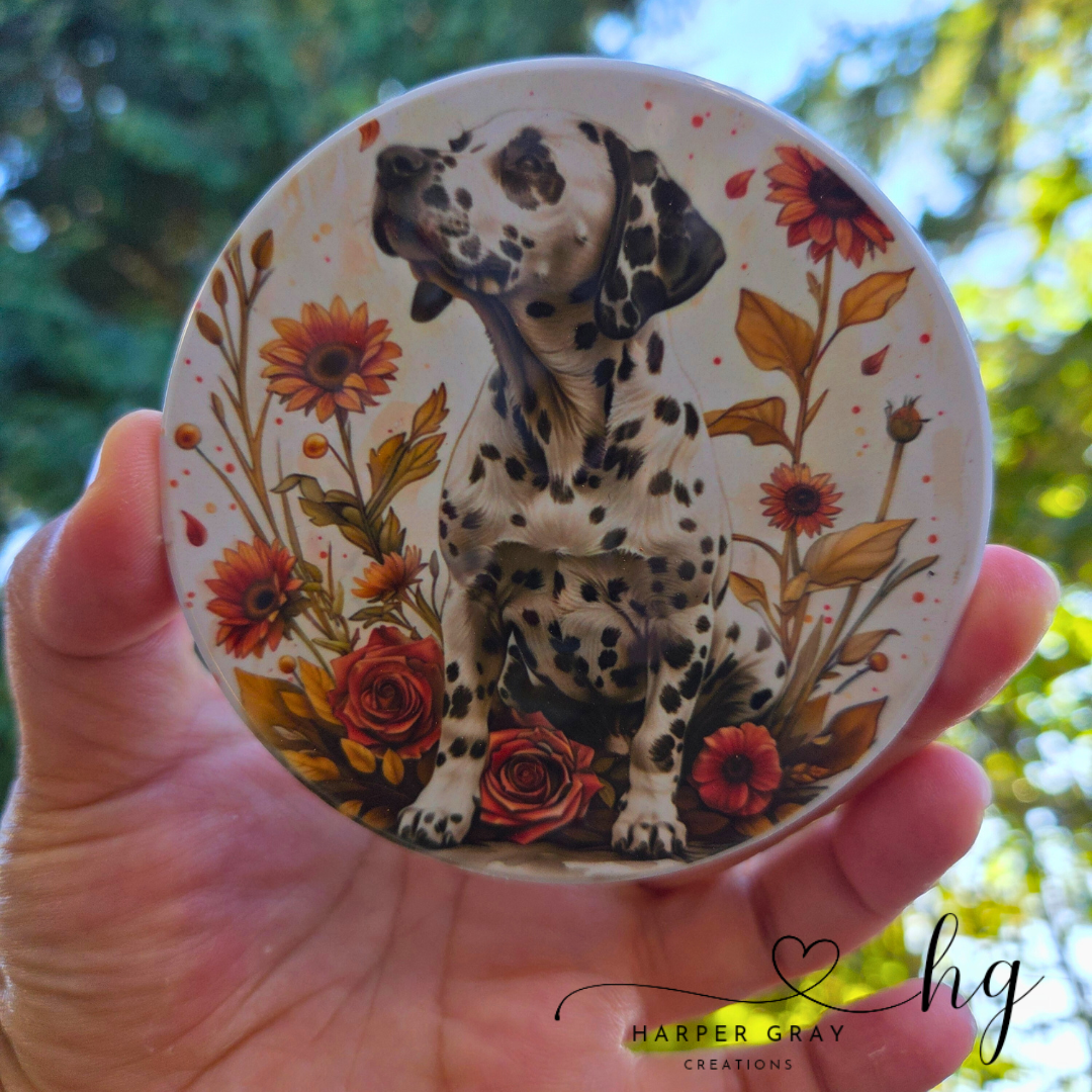 Dalmatian Floral Ceramic Coaster