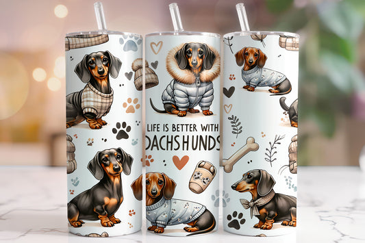Life Is Better with a Dachshund 20oz Tumbler – Dog Lover Stainless Steel Cup